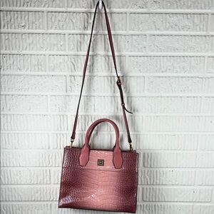 Movdarl Pink Croc-Embossed Handbag